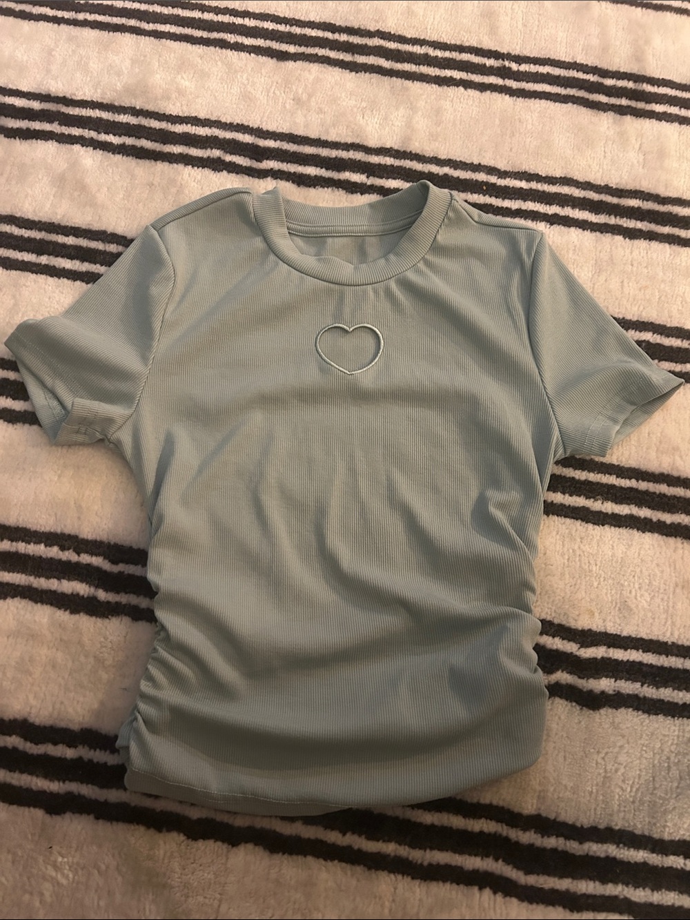 T.J.Maxx Light Sage Green Ribbed Crop Top with Heart Detail